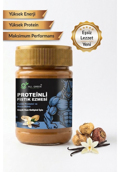 Proteinli Fıstık Ezmesi Vanilya Fıstık Proteini, Maca Kökü Tozu İle 325 Gr