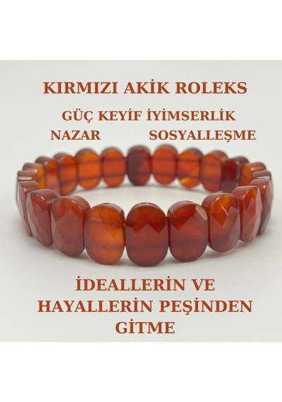 Yıldız Doğal Taş Kırmızı Akik Doğal Taş Roleks Bileklik Çok Renkli
