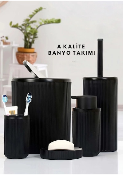 Siyah 5'li Banyo Takımı Banyo Dekorasyonu Için Beşli Set Banyo Aksesuar Ve Düzenleyicileri