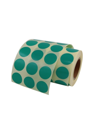 Renkli Kuşe Rulo Çap Etiketi 25mm X 25mm 2500 Adet Yan Yana 3 Lü