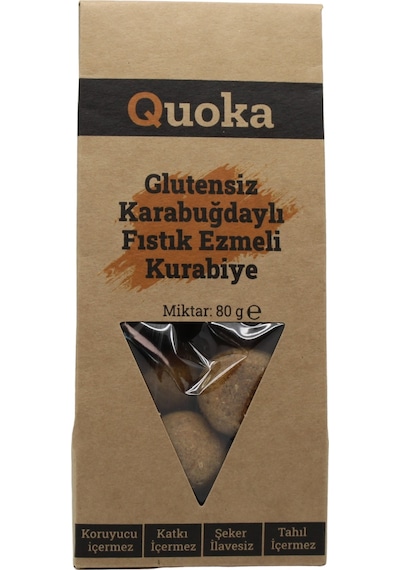 Quoka Glutensiz Rafine Şekersiz Fıstık Ezmeli Kurabiye 80 G