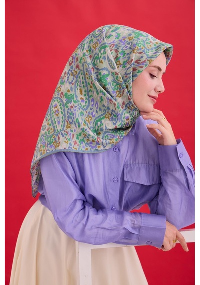 Silk Home Twill İpek Eşarp 11478-37 Sisli Yeşil, Karolina Mavi, Eflatun, Soluk Vişne