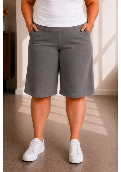 Sngl Tekstil Kadın Büyük Beden Kapri S M L Xl 2xl 3xl 4xl 5xl 6xl 7xl 8xl 9xl Gri Füme