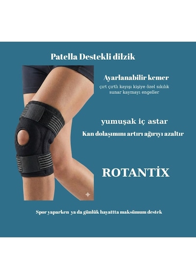 Standart Beden Patella Ve Ligament Destekli Dizlik Cırt Ayarlı