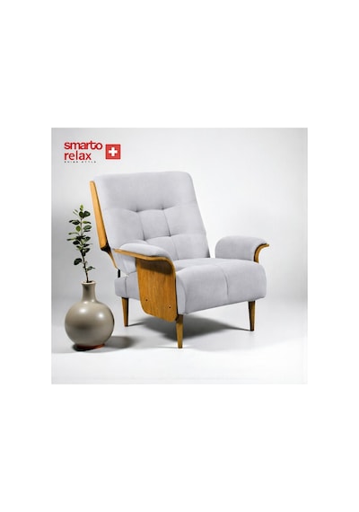 Smarto Genova Sabit Ergonomik Ekru Polyester Kumaş Tv Koltuğu Berjer Baba Koltuğu Beyaz