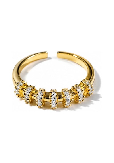 Kadın Gold Renk Zirkon Taşlı Sıra Taş Model Ayarlanabilir Yüzük