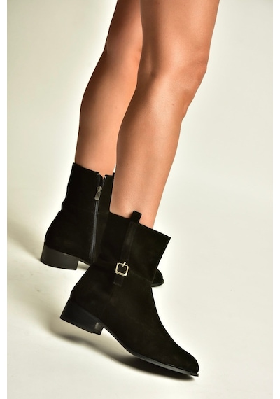 Fox Shoes Z752554161 Siyah Hakiki Deri Süet Günlük Kadın Bot