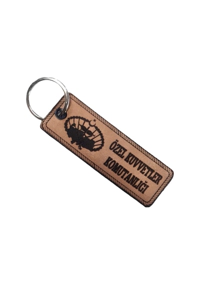 Özel Kuvvetler Komutanlığı Deri Anahtarlık - Arma - Leather Key Holder Bej
