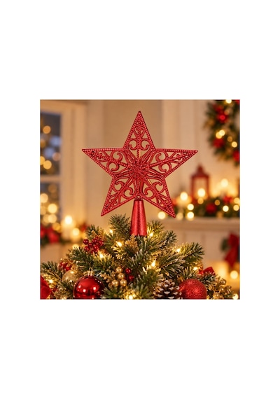 Yılbaşı Çam Ağacı Tepeliği 15x17 Cm Dekoratif Yıldız Tepe Noel Süsü Diğer
