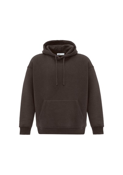 Vamos Basic Oversize Yıkamalı Hoodie Kahve