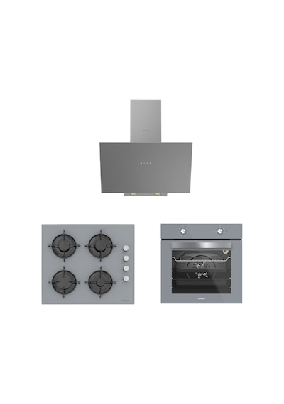 Silverline BO6501S01 + CS5349S01 +3481 Flam Gri Ankastre Set