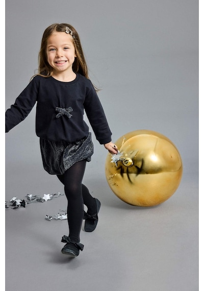 Defacto Kız Bebek 2li Takım Fiyonklu Sweatshirt Etek G5761a525wnbk81 Siyah-bk81