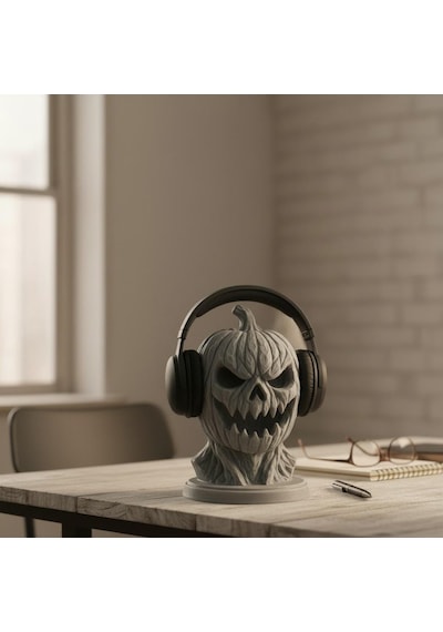 Happy3dworld Kabak Kafatası Kulaklık Standı, 3d Baskı Halloween Gotik Dekor