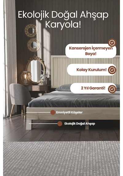 Ebruli Model Dikey Başlıklı Ahşap Karyola - Modern Masif Çift Kişilik Yatak İskeleti Ebruli Model Dikey Başlıklı Ahşap Karyola - Modern Masif Çift Kişilik Yatak İskeleti