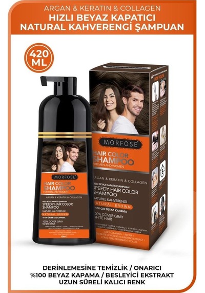 Morfose Naturel Kahverengi Şampuan Argan Keratin Kolajen Büyük Boy 420 ML
