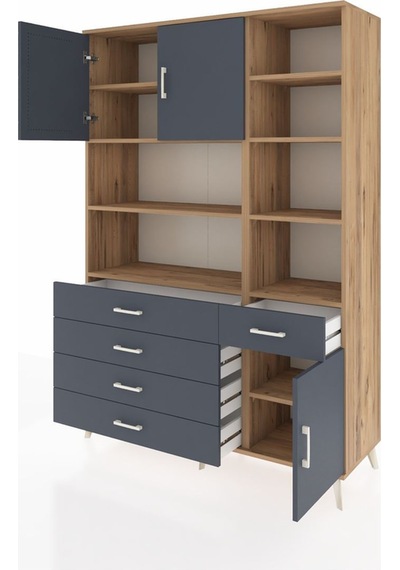 Hyperion Dolap 9 Raflı 5 Çekmeceli 3 Kapaklı 132x44x195 Çam-antrasit/antrasit Antrasıt/antrasıt Hyperion Dolap 9 Raflı 5 Çekmeceli 3 Kapaklı 132x44x195 Çam-antrasit/antrasit Antrasıt/antrasıt