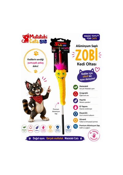 Matatabi Cats Zobi Al. Saplı Kedi Oltası Matatabi,çıngırak,özel Hışırtı İçerir.özel Pelüş Kumaş