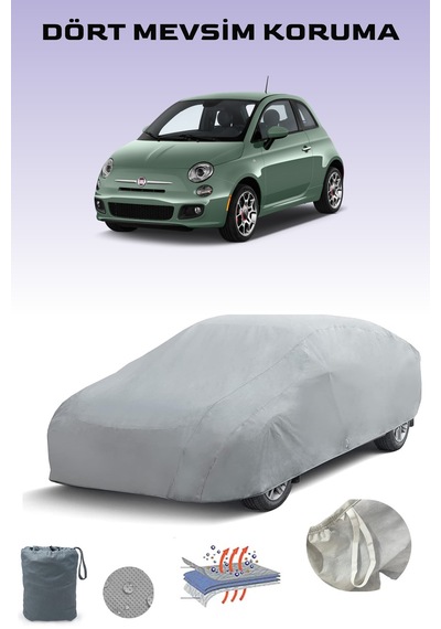 Gri Fiat 500 2007 - 2015 Araba Brandası, Oto Örtüsü, Araba Çadırı Gri