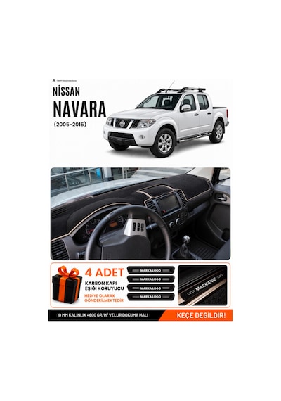 Nissan Navara 2005-2015 Uyumlu Torpido Koruma, Torpido Örtüsü, Torpido Kılıfı - Siyah Bej