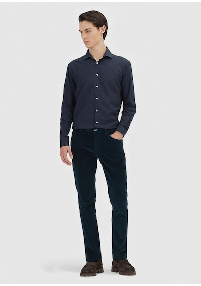 Ramsey Petrol Düz Dokuma Slim Fit Kadife Casual Pamuk Karışımlı Pantolon