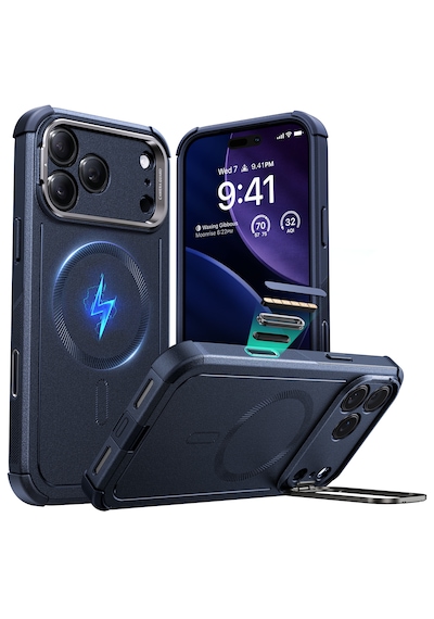 Esr Apple Uyumlu iPhone 17 Pro Max Cyber Tough Magsafe Stantlı Kapak - Lacivert Lacivert