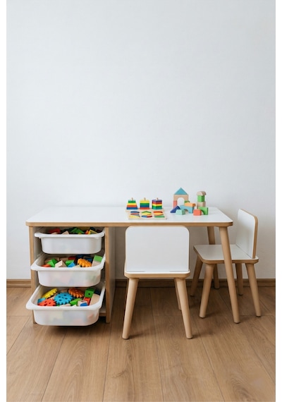 Çocuk Masa Sandalye Takımı 90x45 Cm 3 Sepetli Çocuk Çalışma Ve Aktivite Masası Yaz-sil,2 Sandalyeli Beyaz Çocuk Masa Sandalye Takımı 90x45 Cm 3 Sepetli Çocuk Çalışma Ve Aktivite Masası Yaz-sil,2 Sandalyeli Beyaz