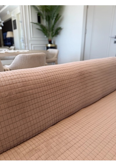 Kare Desen Süngerli Wellsoft Koltuk Örtüsü 170x215 Cm Bej