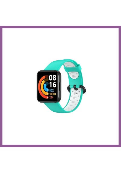 Bezos Redmi Watch 2 Spor Delikli Kordon - Turkuaz-beyaz Rengaren