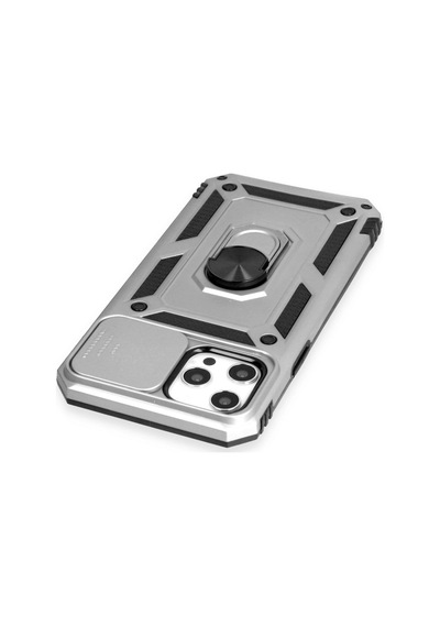 iPhone  Uyumlu  12 Pro Max Kılıf Pars Lens Yüzüklü Silikon - Gümüş Çokrenkli