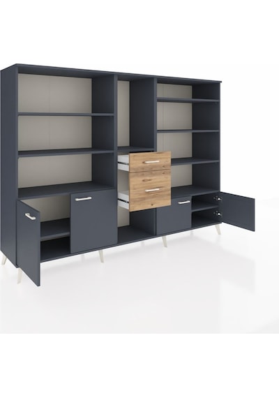 Hyperion Dolap 10 Raflı 2 Çekmeceli 4 Kapaklı 220x44x163 Antrasit Antrasit-antrasit/çam Hyperion Dolap 10 Raflı 2 Çekmeceli 4 Kapaklı 220x44x163 Antrasit Antrasit-antrasit/çam