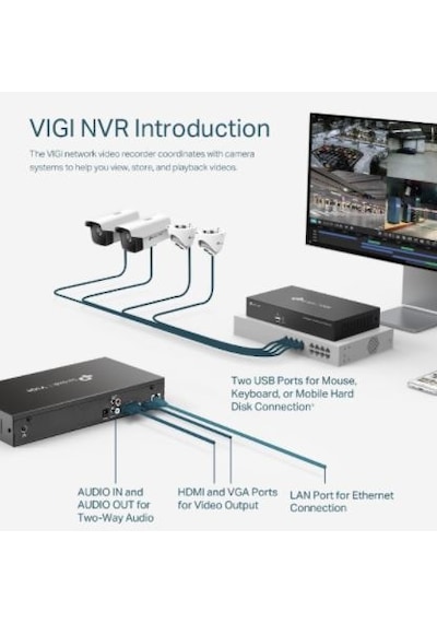Tp-link Vıgı Nvr1016h 16 Kanal 8mp 80 Mbps 2 Usb Sata Hdmı Vga 2tb Dahili Hafızalı 7/24 3.5" Güvenlik Hdd Li Nvr Güvenlik Kamera Kayıt Cihazı