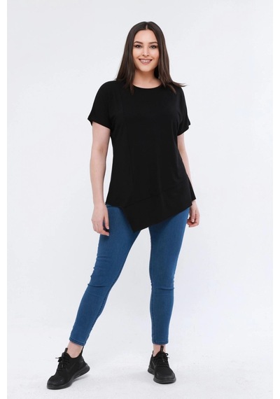 Aytemas Eteği Asimetrik Basic Bluz Turuncu