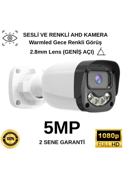 Hm-1068 Renkli Ve Sesli Ahd 5mp 2.8mm Lens Bullet Kamera