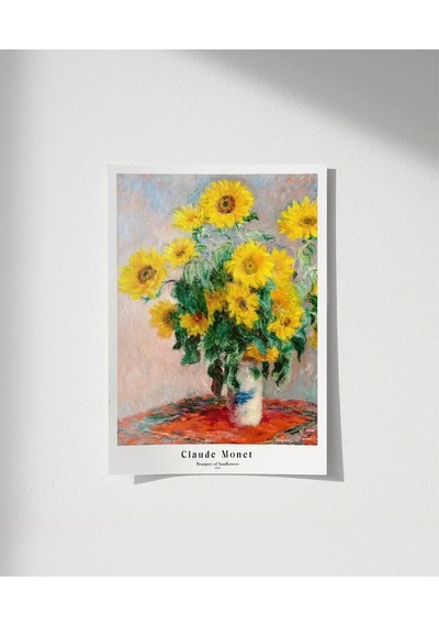 Çerçevesiz Poster Claude Monet Ayçiçeği Buketi