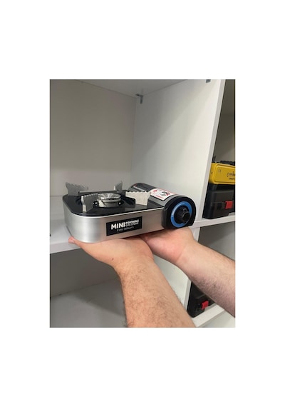 Senbang Camping Mini Portatif Gaz Ocağı 2.1 Kw Butan Kartuşlu Kamp Ocağı, Taşıma Çantalı Kompakt Piknik Ocağı Gri