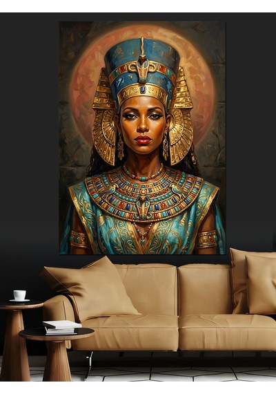 Mısır Kraliçesi Nefertiti Antik Portresi Dekoratif Kanvas - Mdf Ahşap Tablo