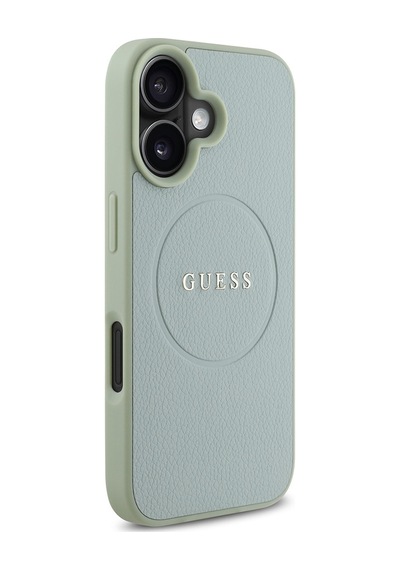 Apple iPhone 16 Plus Uyumlu Kılıf Guess Lisanslı Magsafe Şarj Özellikli Yazı Logolu Grained Kapak Yeşil