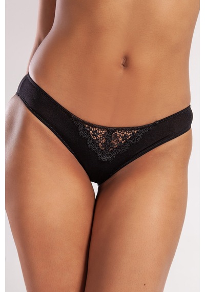 Etiler Collection Golshan Garland Mini Slip, Kadın Güpürlü Siyah Külot Çok Renkli