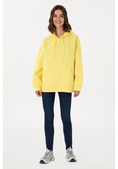 U.S. Polo Assn. Kadın Sarı Kapüşonlu Sweatshırt 50292370-VR044