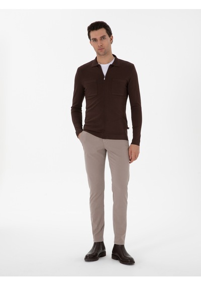 Cacharel Vizon Slim Fit Kanvas Pantolon Kahverengi
