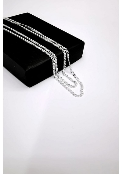 Omar Silver Unisex Barlı Gümüş Kolye Zincir 2,20 Mm 65 Cm