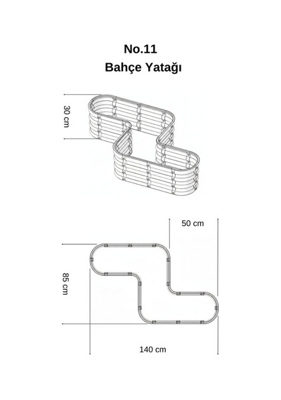 Modüler Yükseltilmiş Bahçe Sebze Yatağı No:11 140x85 Gri