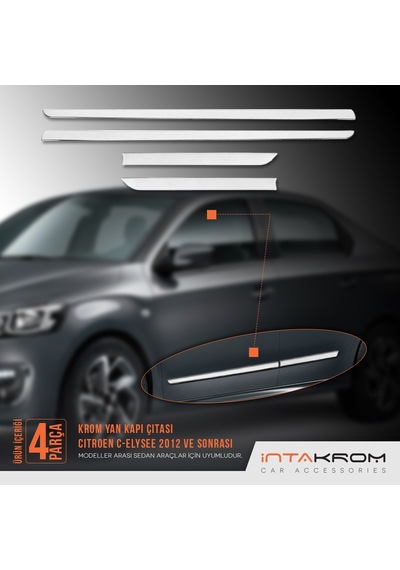Citroen C - Elysee Krom Yan Kapı Çıtası 4 Parça 2012 Ve Üzeri P.