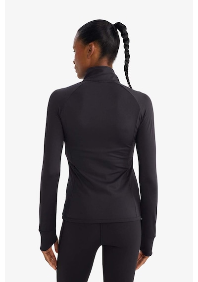 Defacto Fitted Ultra Soft Fermuarlı Hırka B3985AX25AU Siyah