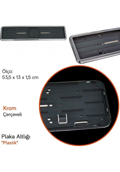 Nyf Plaka Altlığı Plastik Tak Kolay Lüks Krom Çerçeveli Adet