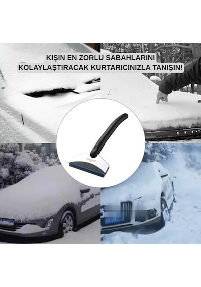 Polham 25cm Ergonomik Araç Camı Kar Kazıyıcı, Çizik Yapmaz, Eli Yormaz Pratik Kar Ve Buz Kazıyıcı Siyah