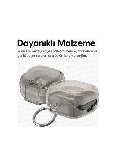 Samsung Galaxy Buds 4 Pro Ve Buds 4 İle Uyumlu Renkli Şeffaf Yumuşak Dokulu Darbelere Dayanıklı Silikon Kılıf Siyah, Galaxy Buds 4 Pro/4