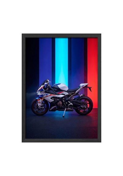 Bmw S1000rr Siyah Ahşap Çerçeveli Poster, Dekoratif Motosiklet Duvar Tablosu