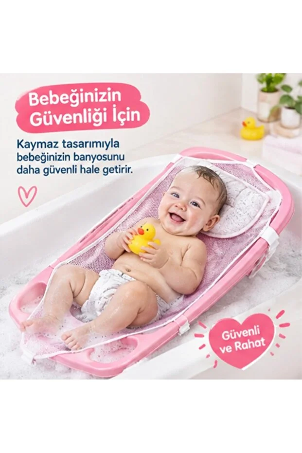 2 Li Bebek Küvet Filesi Ve Banyo Sünger Seti
