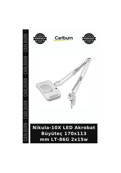 Nikula-10x Led Akrobat Büyüteç 170x113 Mm Lt-86g 2x15w Atölye Ekipmanı Hobi Aleti Cam Lensli